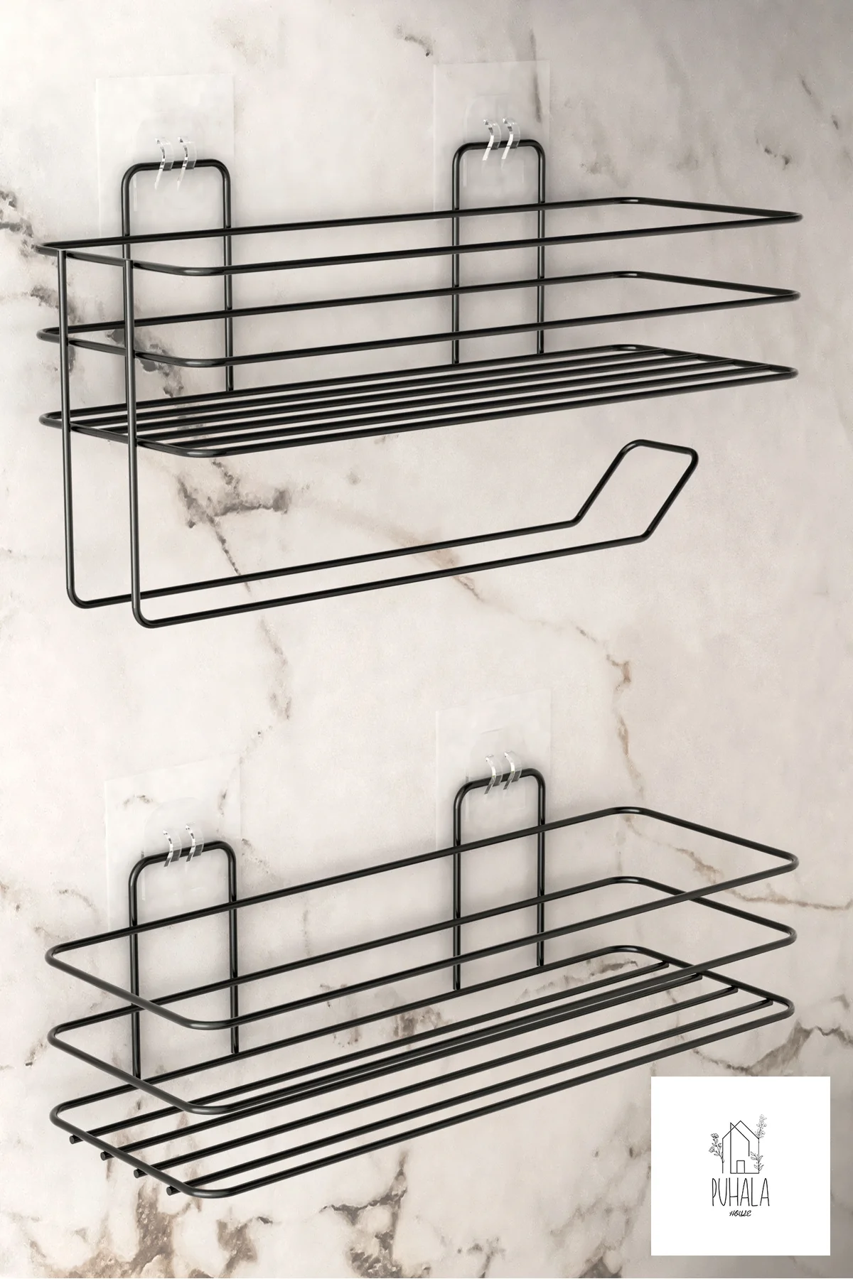 2 Katlı Yapışkanlı Baharat Rafı. Paslanmaz Metal Yapışkanlı Bahar