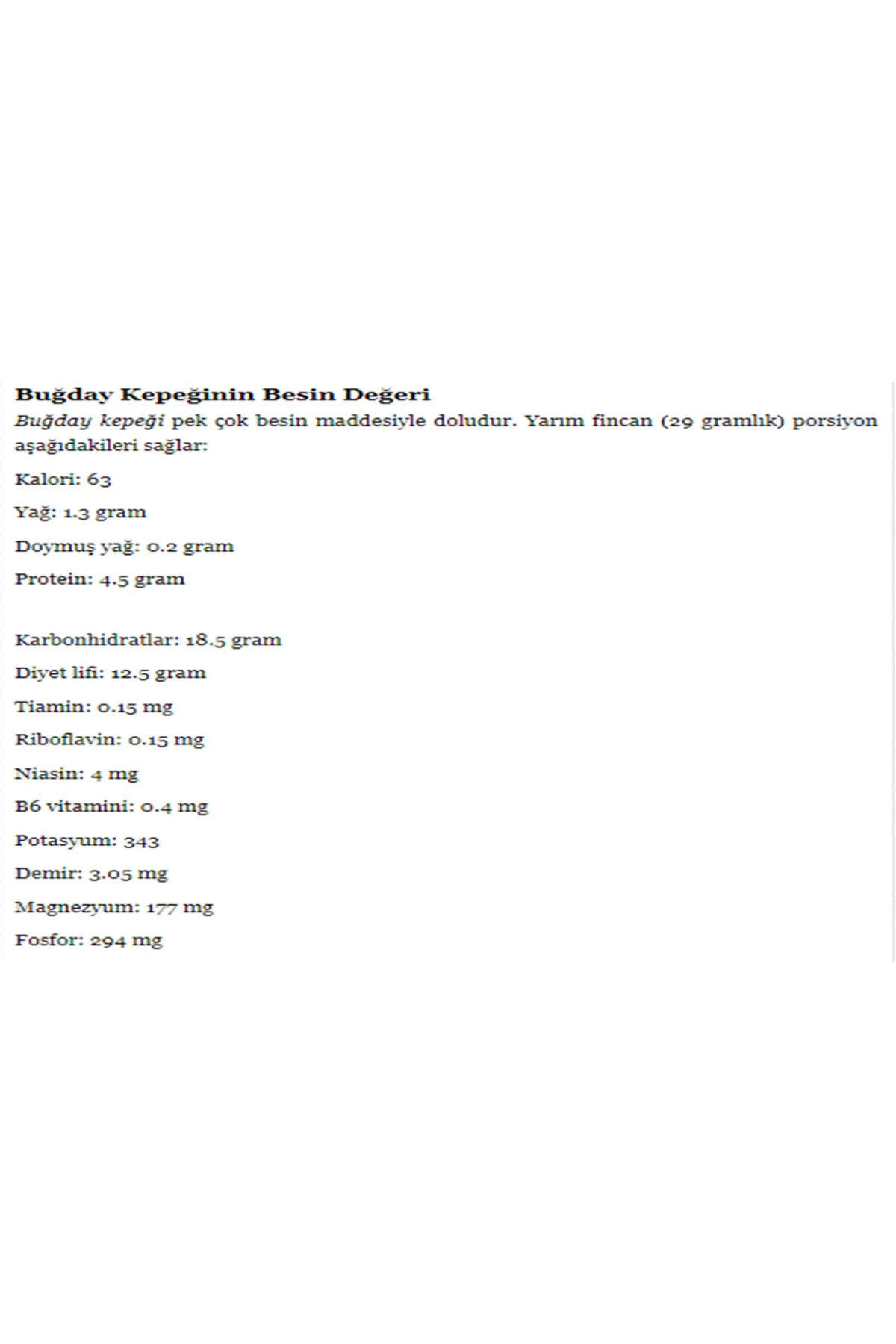 2 Kg Buğday Kepeği Doğal Katkısız Lifli Buğday Kepeği