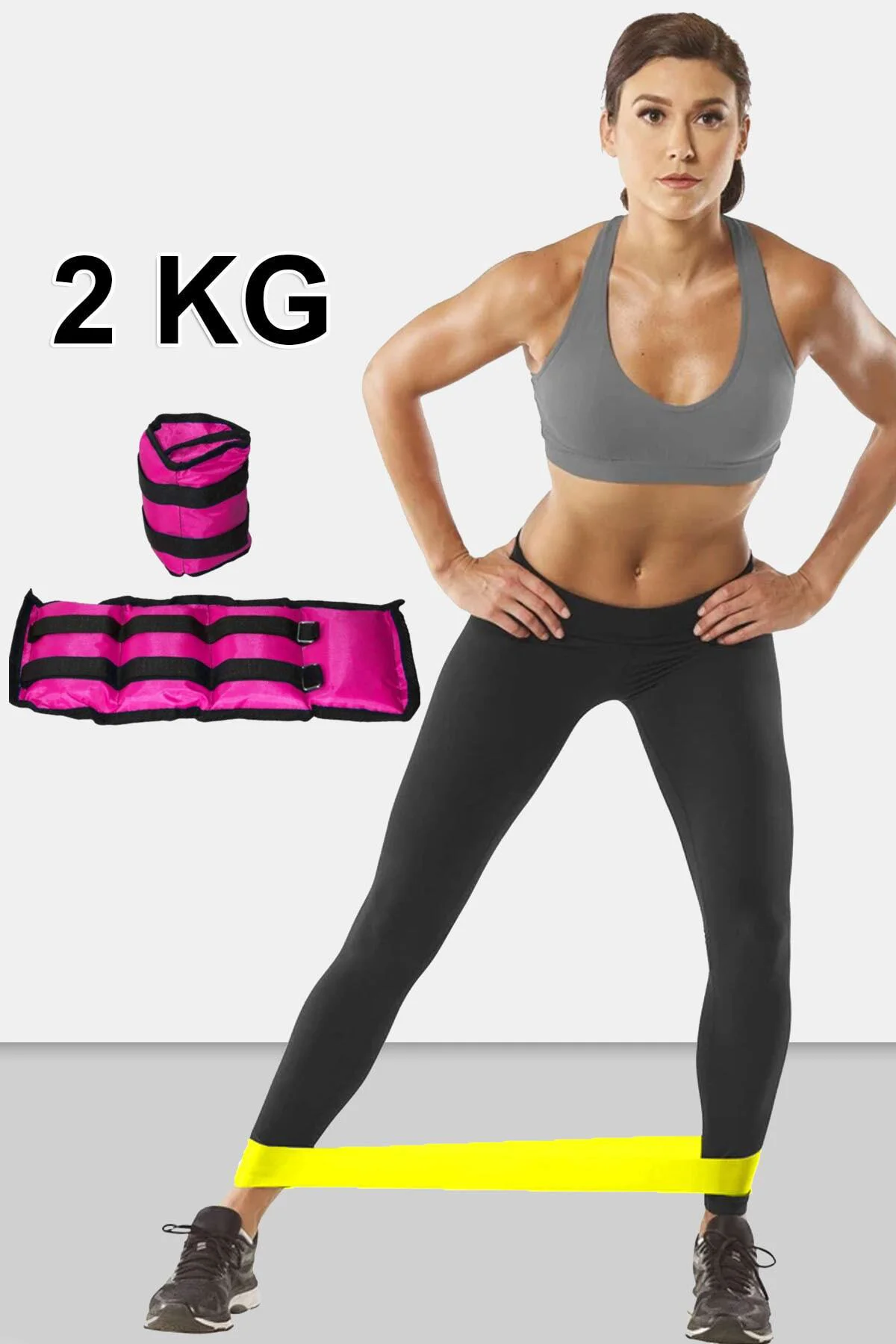 2 Kg El Ayak Bilek Ağırlığı Ve Aerobik Squat Bandı Seti 2x2 Kg Bi