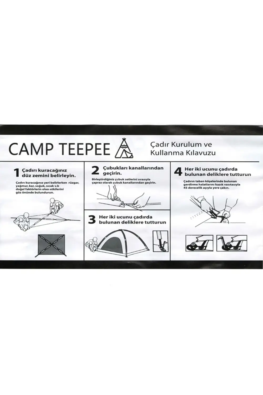 Camp Teepee 2 Kişilik Manuel Kurulum Çadır