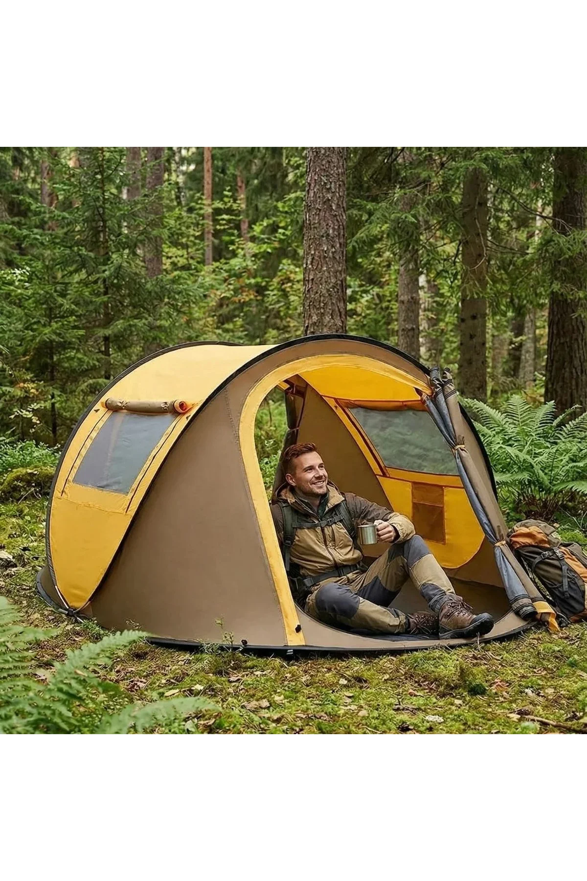 2 Kişilik Vagon Tipi Yarı Otomatik Kamp Çadırı – Çift Kapılı, Çift Pencereli, Hafif Taşınabilir Outd 2 Kişilik Vagon Tipi Yarı Otomatik Kamp Çadırı – Çift Kapılı, Çift Pencereli, Hafif Taşınabilir Outd