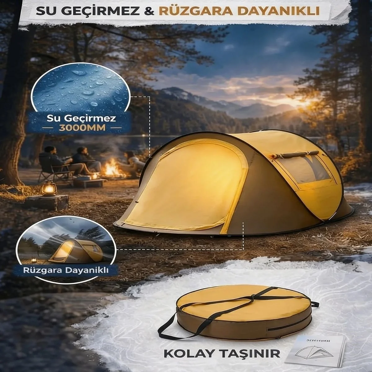 2 Kişilik Vagon Tipi Yarı Otomatik Kamp Çadırı – Çift Kapılı, Çift Pencereli, Hafif Taşınabilir Outdoor Doğa Çadırı 220x120x90 Cm Bx40 Fiyatı, Yorumları ve Özellikleri