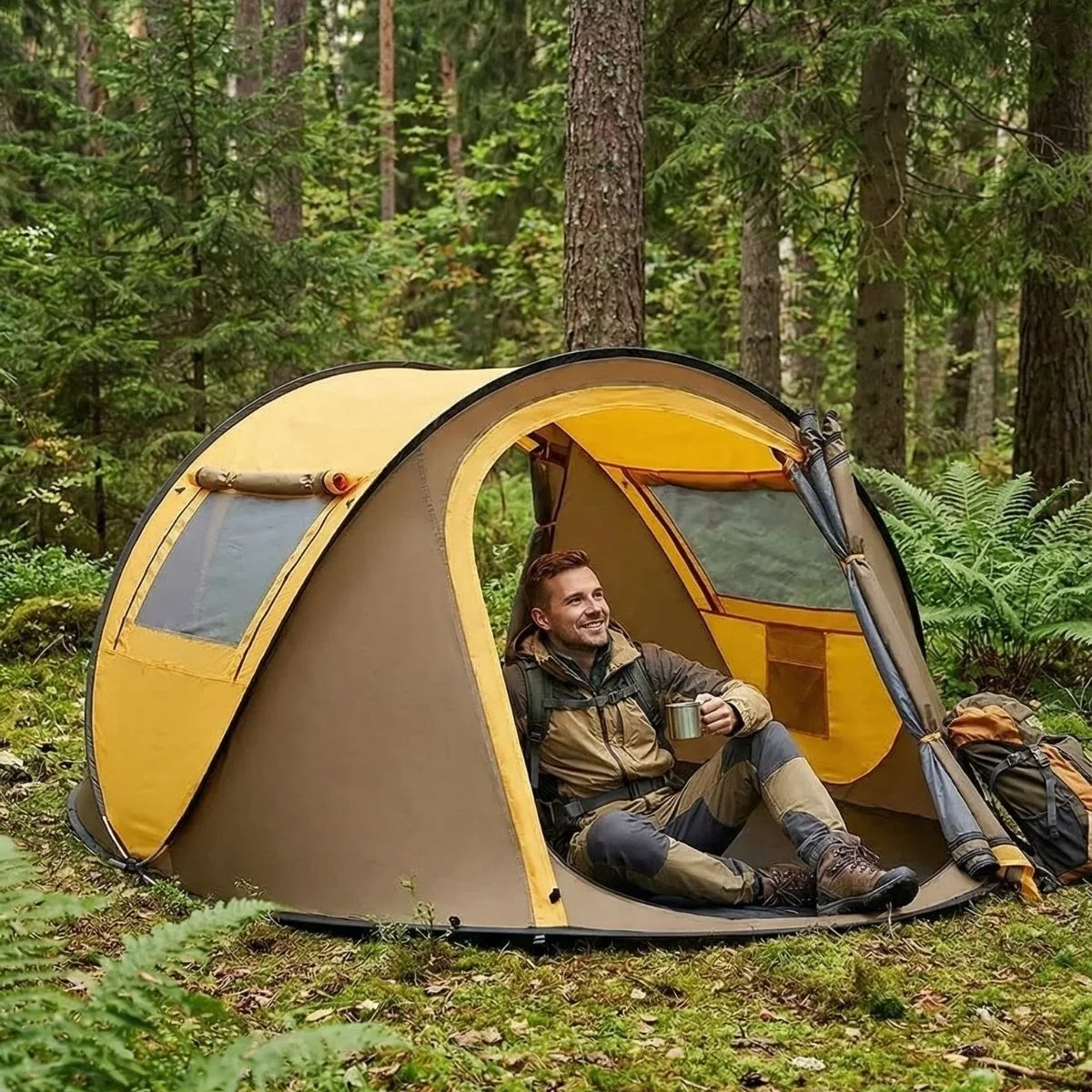 2 Kişilik Vagon Tipi Yarı Otomatik Kamp Çadırı – Çift Kapılı, Çift Pencereli, Hafif Taşınabilir Outdoor Doğa Çadırı 220x120x90 Cm Bx40 Fiyatı, Yorumları ve Özellikleri
