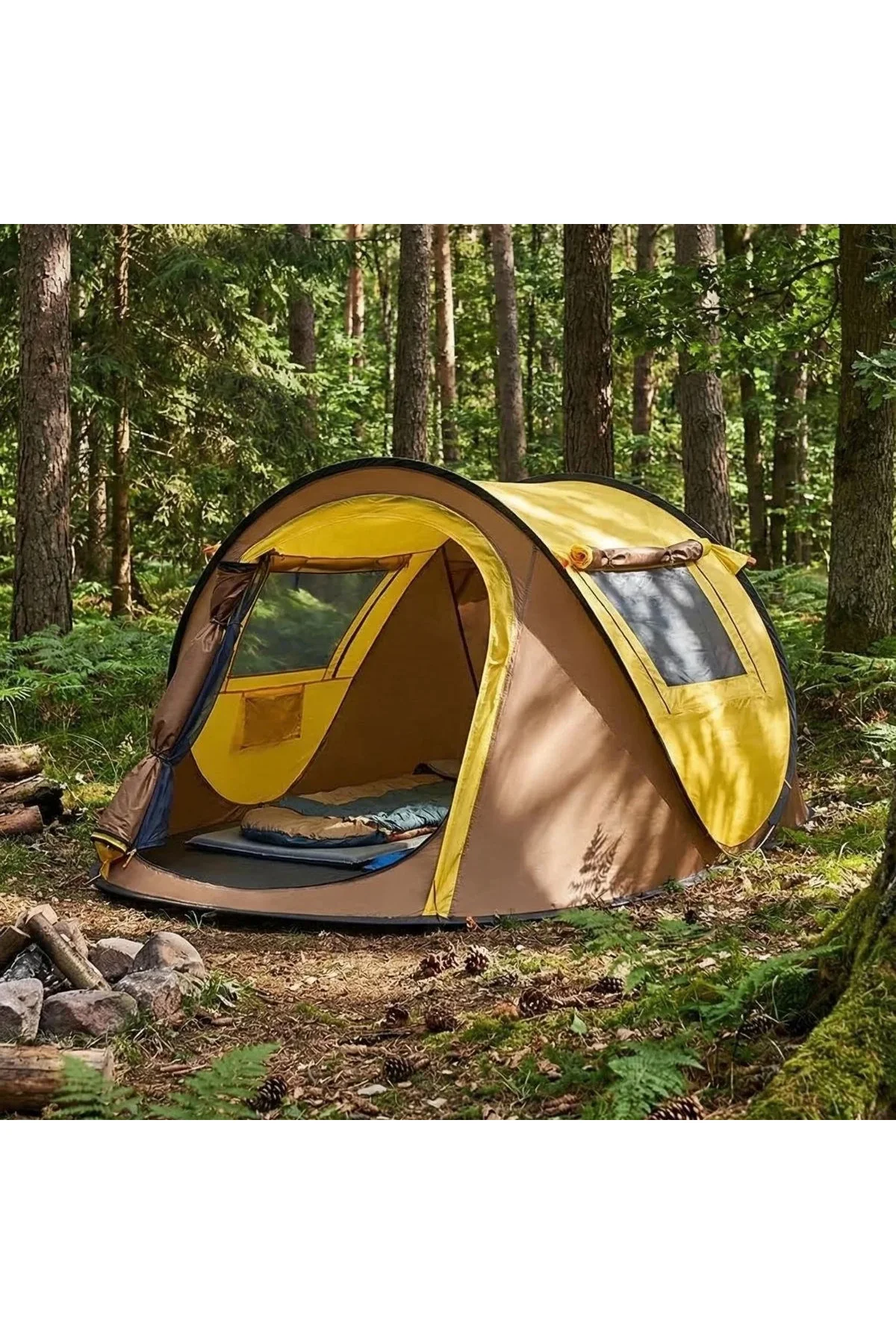 2 Kişilik Vagon Tipi Yarı Otomatik Kamp Çadırı – Çift Kapılı, Çift Pencereli, Hafif Taşınabilir Outd 2 Kişilik Vagon Tipi Yarı Otomatik Kamp Çadırı – Çift Kapılı, Çift Pencereli, Hafif Taşınabilir Outd