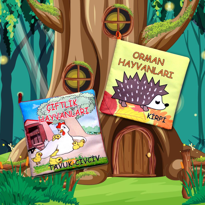 2 Kitap Tox Çiftlik Hayvanlar ve Orman Hayvanları Kumaş Sessiz Ki