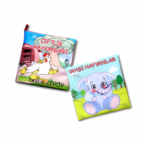 2 Kitap Tox Çiftlik Hayvanlar ve Vahşi Hayvanlar Kumaş Sessiz Kit