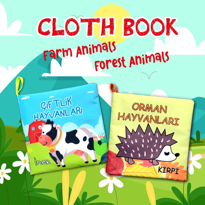 2 Kitap Tox Çiftlik Hayvanları ve Orman Hayvanlar Kumaş Sessiz Ki