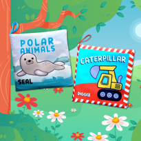 2 Kitap Tox İngilizce Kutup Hayvanları ve İş Makinaları Kumaş Ses