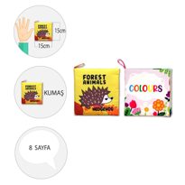 2 Kitap Tox İngilizce Orman Hayvanları ve Renkler Kumaş Sessiz Ki