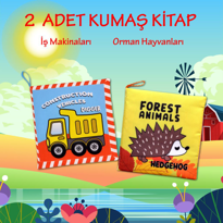 2 Kitap Tox İngilizce İş Makinaları ve Orman Hayvanları Kumaş Ses