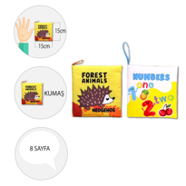 2 Kitap Tox İngilizce Orman Hayvanları ve Rakamlar Kumaş Sessiz K