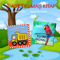 2 Kitap Tox İngilizce İş Makinaları ve Uçan Hayvanlar Kumaş Sessi