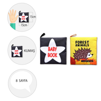 Ada Detox 2 Kitap Tox İngilizce Siyah-Beyaz Bebek Ve Orman Hayvanları Kumaş