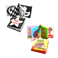 Ada Detox 2 Kitap Tox İngilizce Siyah-Beyaz Bebek Ve Orman Hayvanları Kumaş