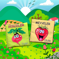2 Kitap Tox Meyveler ve Sebzeler Kumaş Sessiz Kitap T113 T049 - B