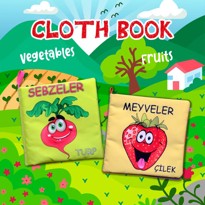 2 Kitap Tox Meyveler ve Sebzeler Kumaş Sessiz Kitap T113 T049 - B