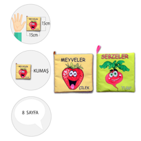 2 Kitap Tox Sebzeler ve Meyveler Kumaş Sessiz Kitap T113 T049 - B