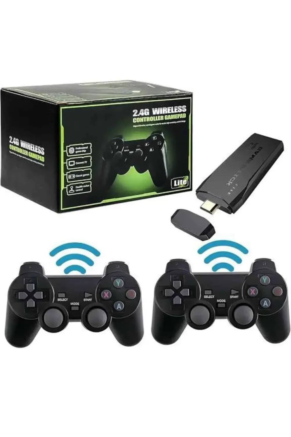 2 Kollu Kablosuz 2.4G Retro Oyunlar 4k Game Stick 3500 Oyun Atari