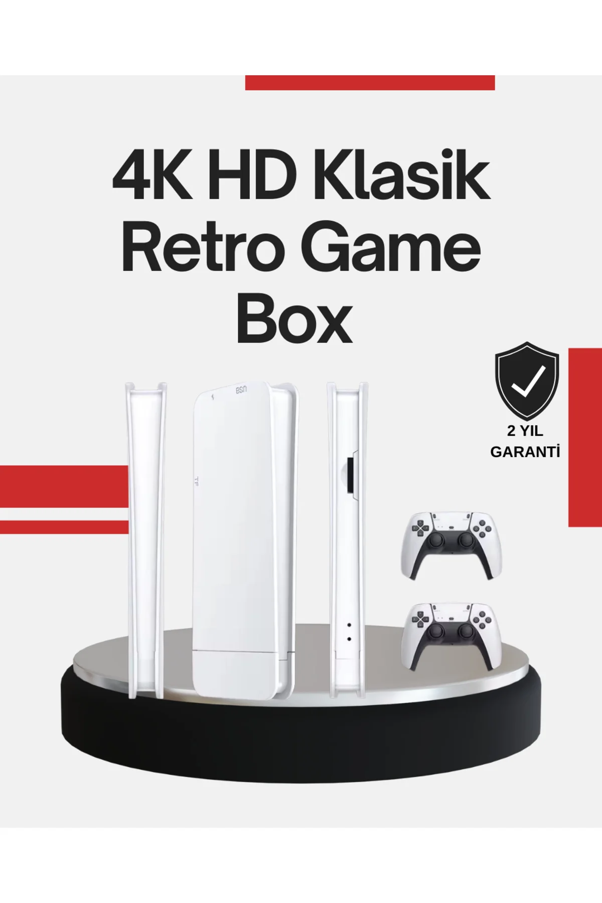 2 Kollu Kablosuz 4K TV Uyumlu Klasik Oyun Konsolu