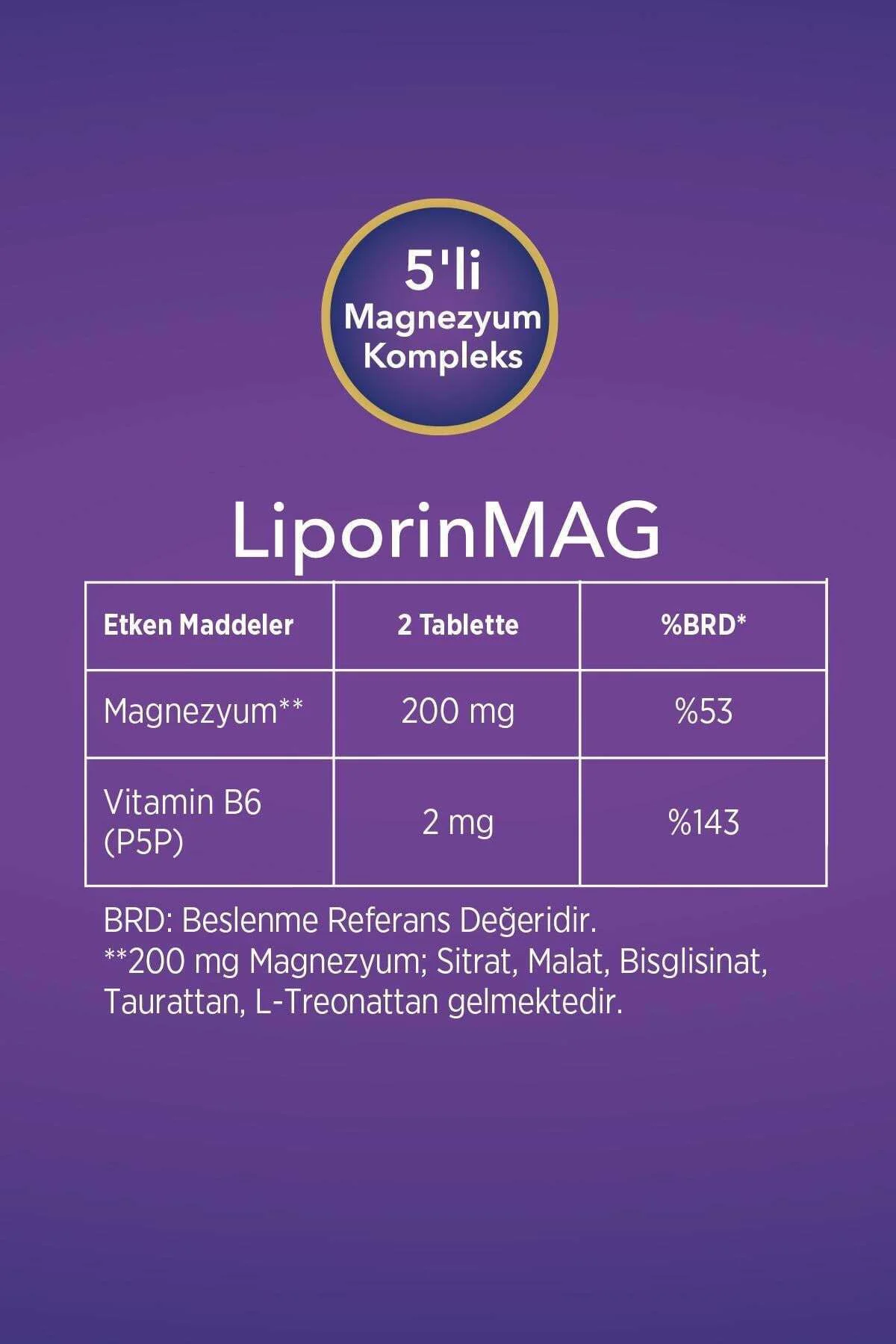2 Kutu LiporinMAG Magnezyum Complex (Sitrat, Malat, Bisglisinat, Taurat, L-Treonat) B6 200 mg 2 Kutu LiporinMAG Magnezyum Complex (Sitrat, Malat, Bisglisinat, Taurat, L-Treonat) B6 200 mg