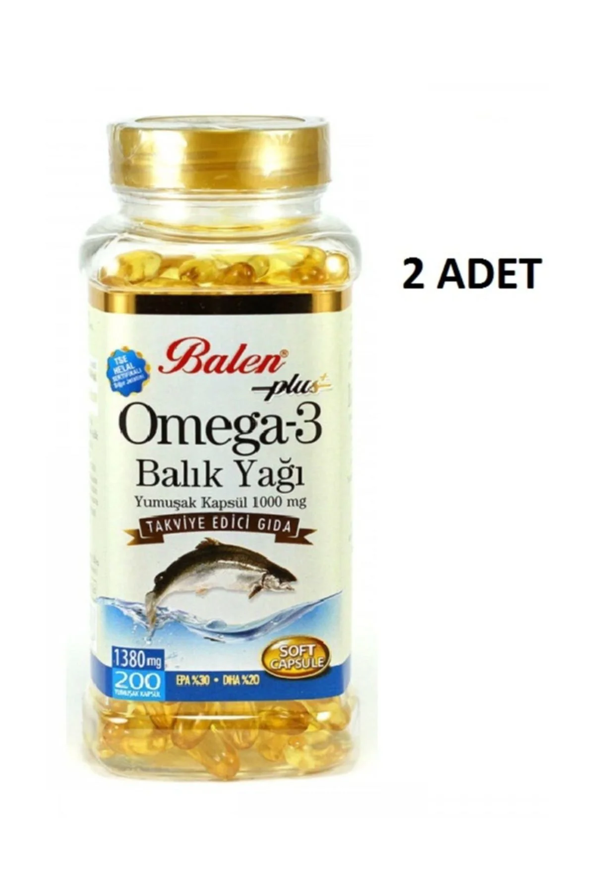 2 Kutu  Omega 3 Balık Yağı 200 Kapsül