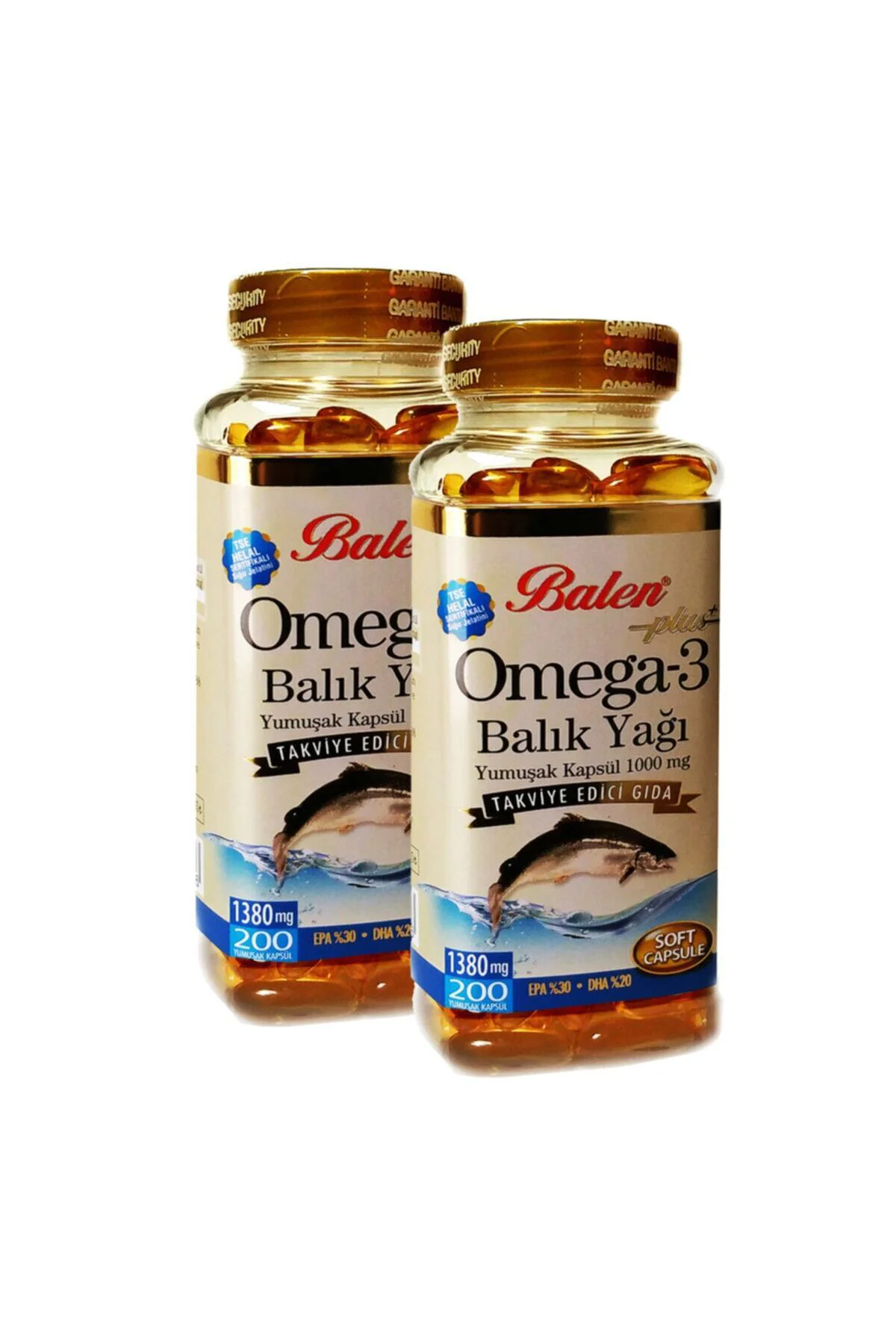 2 Kutu Plus Omega 3 Balık Yağı Omega3 Fish Oil Yumuşak Kapsül 1380 Mg X 200 Kapsül X 2