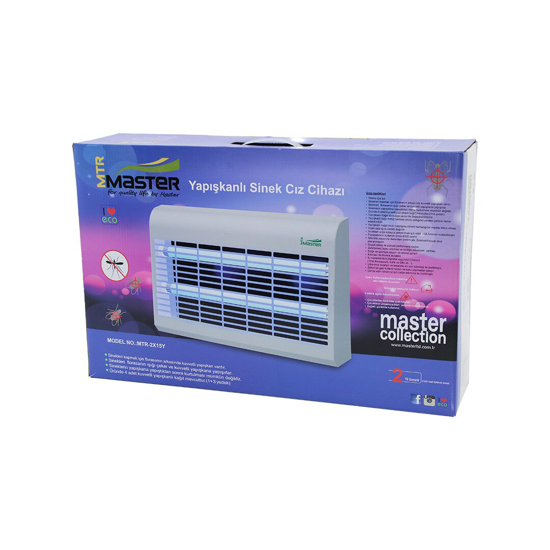 2 LEDLİ SİNEK ÖLDÜRÜCÜ CIZ CİHAZI 30WYAPIŞKANLI 47.5X9X5X29CM100M