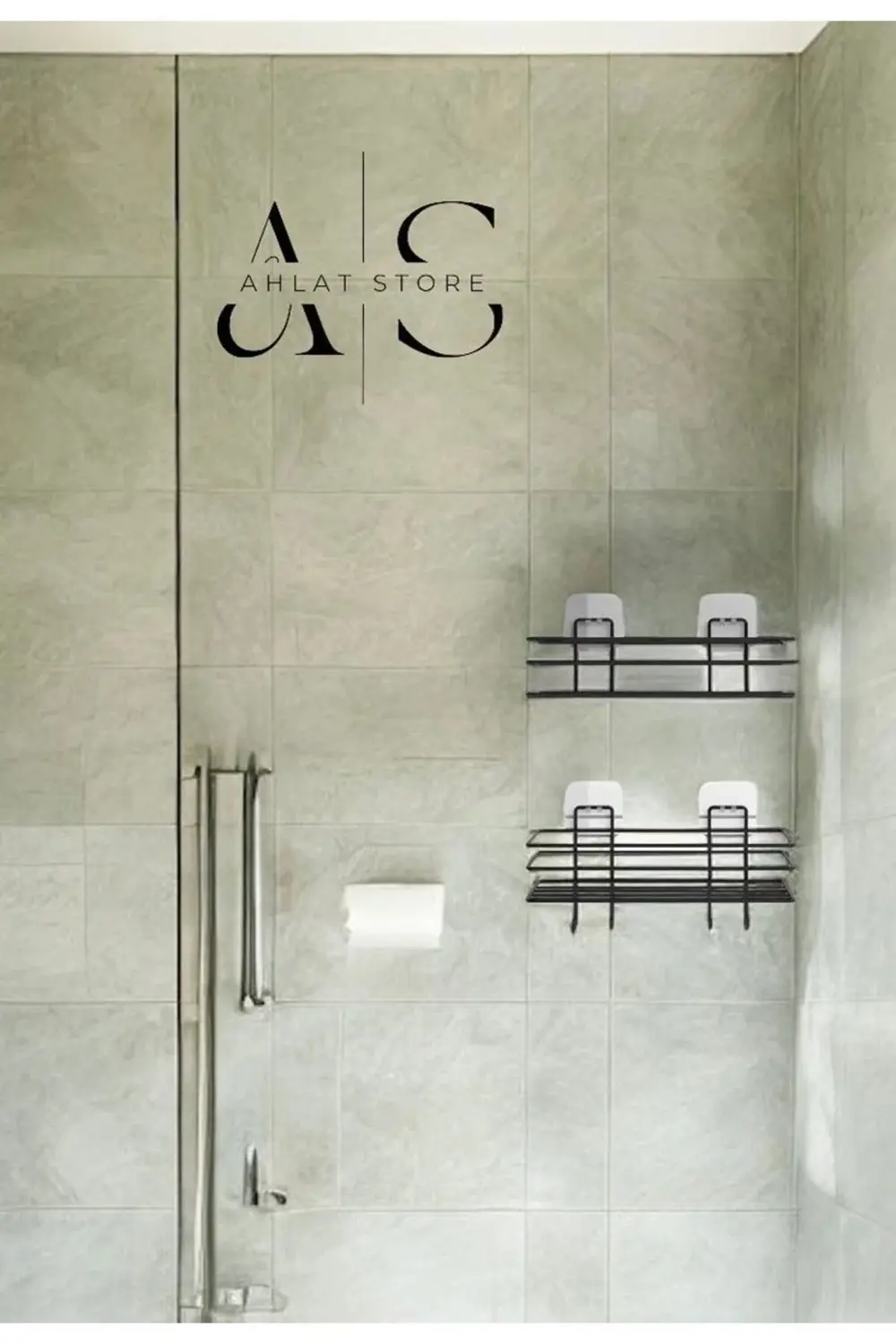 2 li Banyo Duş Rafı ,Şampuanlık ,Paslanmaz Çelik Yapışkanlı Banyo