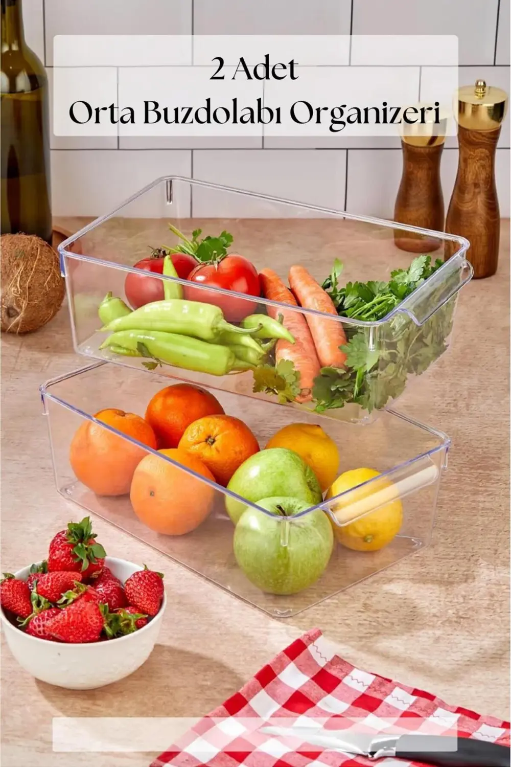 2 Li Buzdolabı Organizeri & Buzdolabı Düzenleyici 4,5 lt