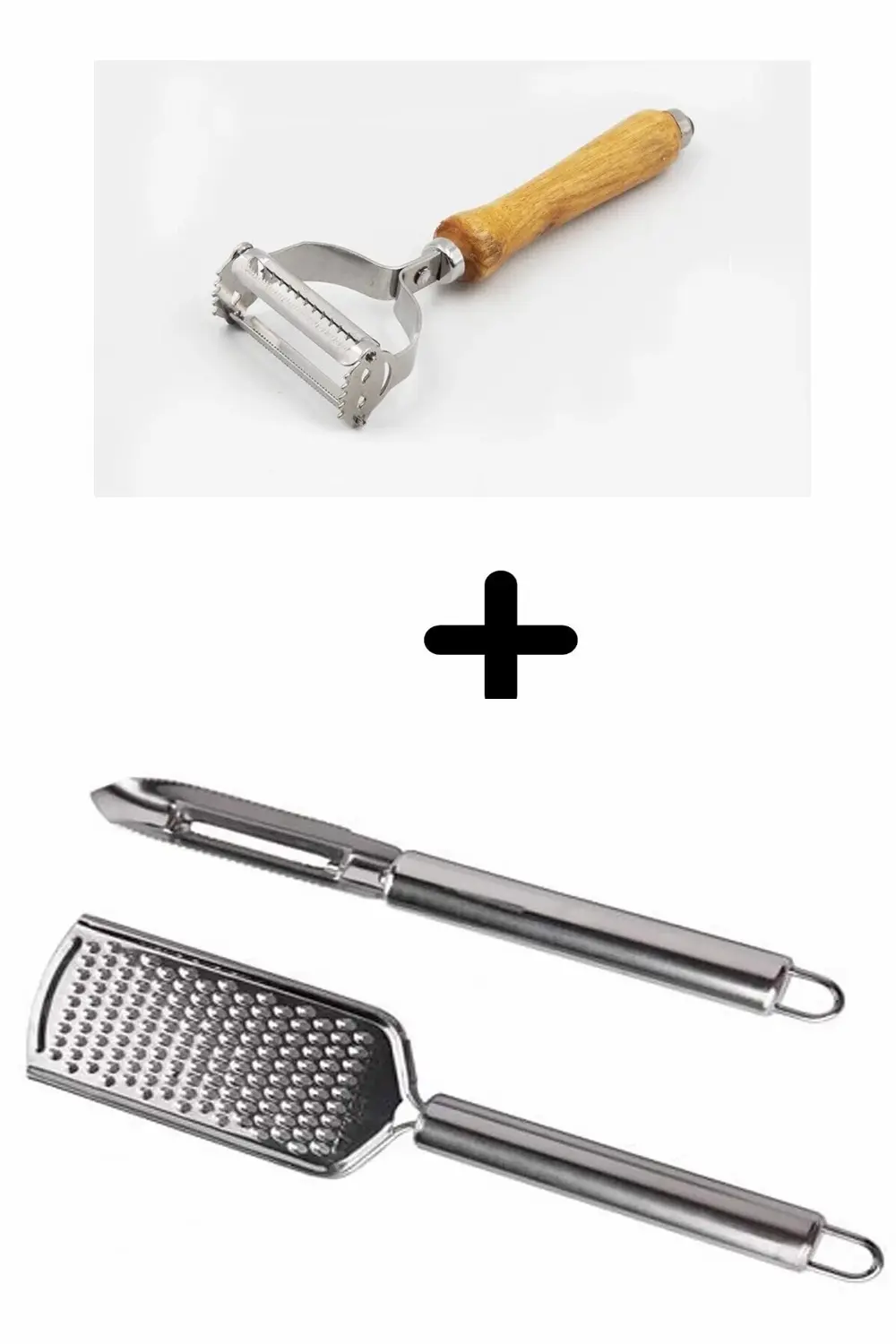 2 li Çelik Rende Set + Tahta Saplı Jülyen Soyacak