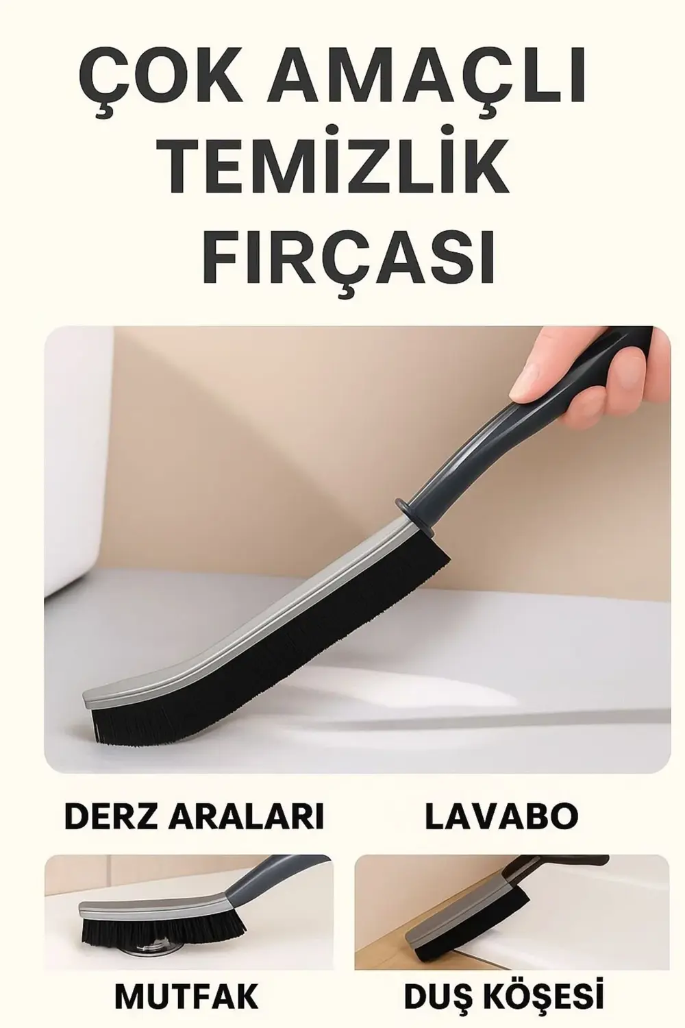 2 'li Çok Amaçlı Sert Kıllı Temizlik Fırçası – Derz, Lavabo, Mutf