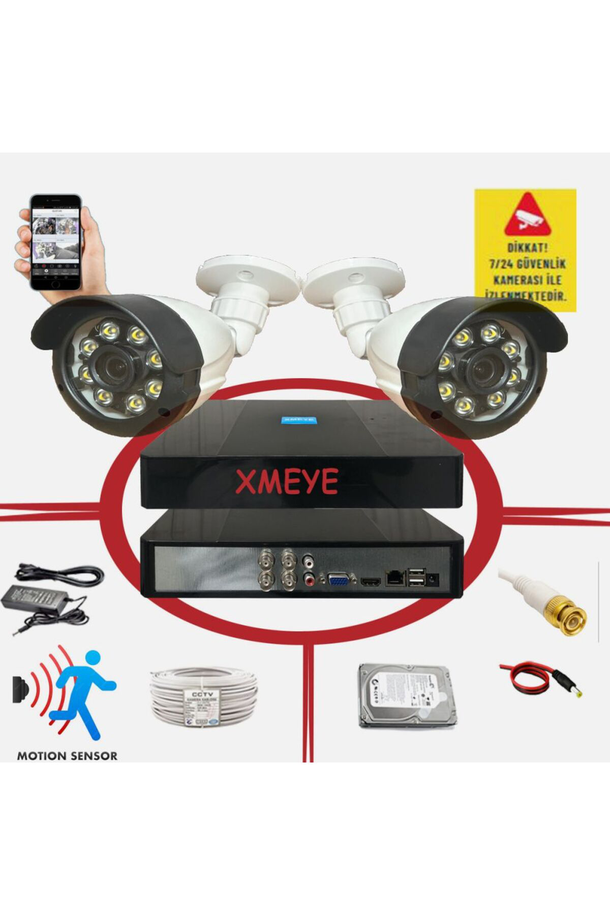 2 li Hareket Algılayan 5 MP Lens 8 Warm Led Gece Renkli Gösteren 