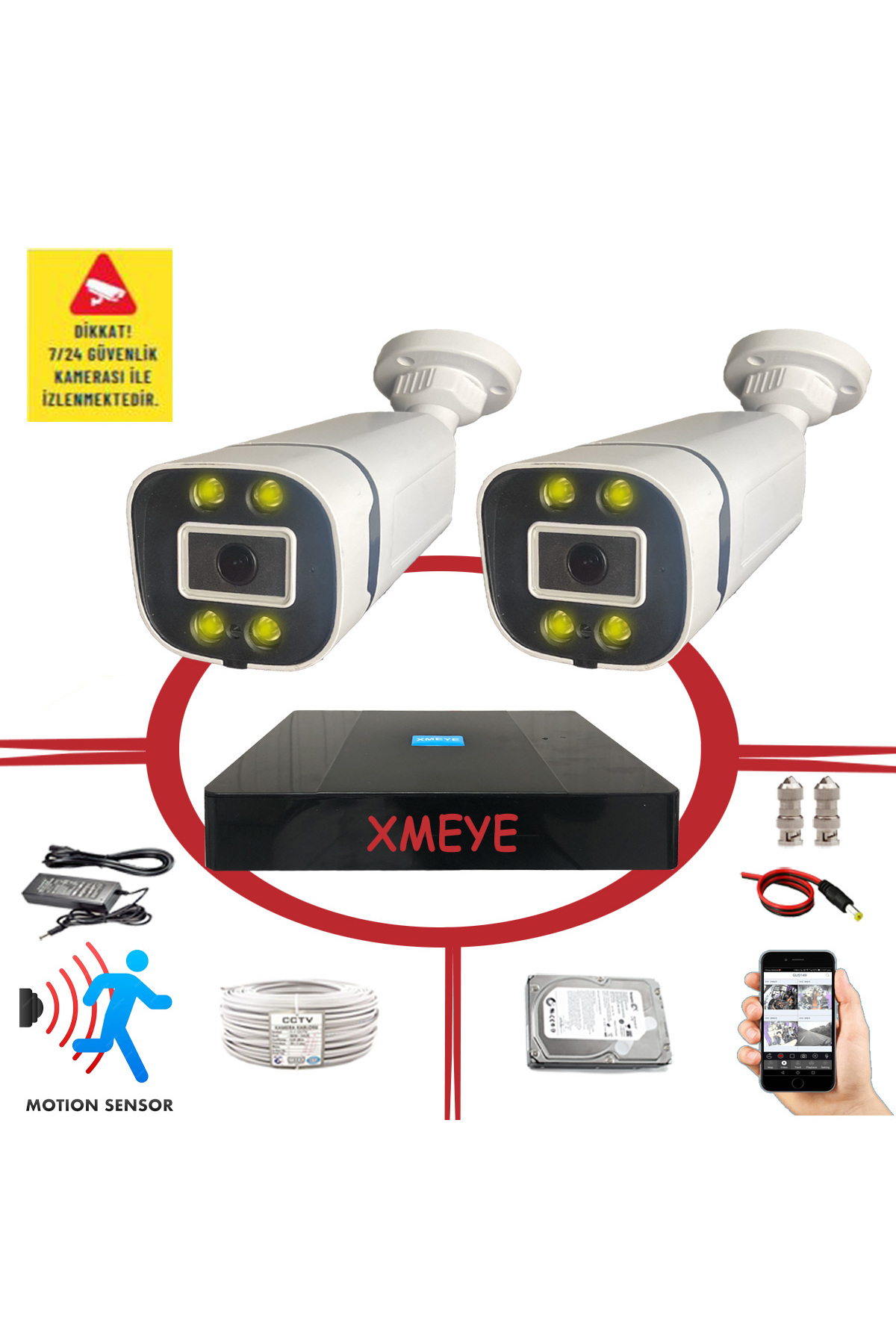 2 li Hareket Algılayan 5 MP Lens 4 Warm Led Gece Renkli Gösteren 2 li Hareket Algılayan 5 MP Lens 4 Warm Led Gece Renkli Gösteren
