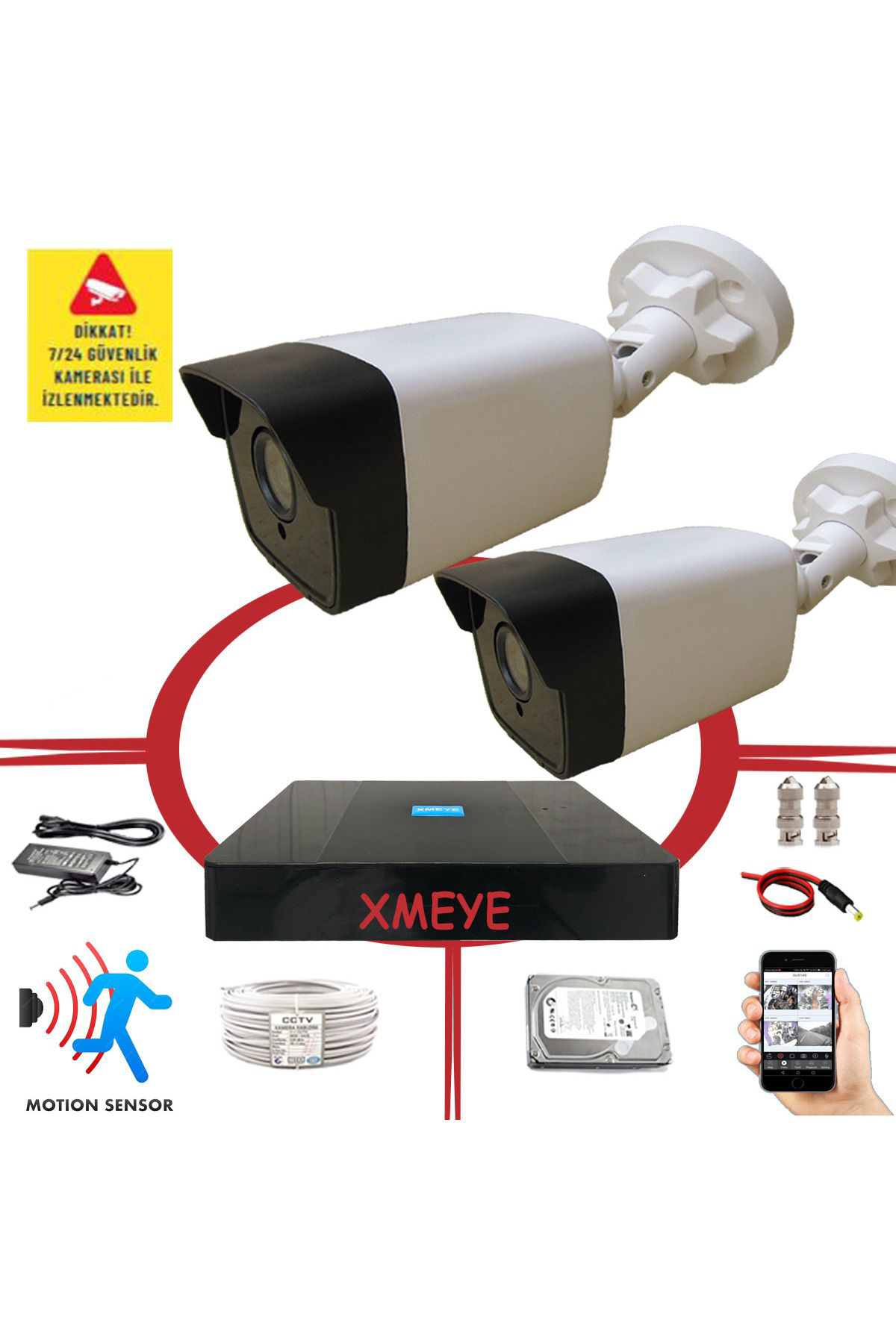 2 li Hareket Algılayan 5 Mp Lens 36 Ir Led Plastik Kasa Güvenlik 