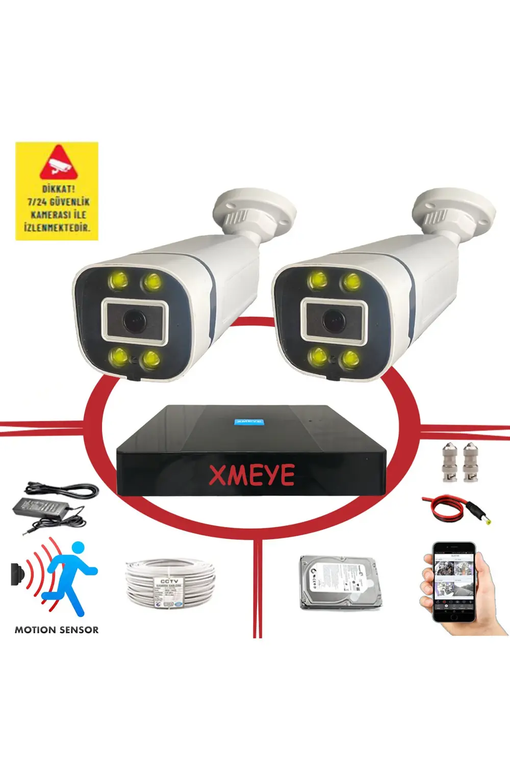 2 li Hareket Algılayan 5 MP Lens 4 Warm Led Gece Renkli Gösteren