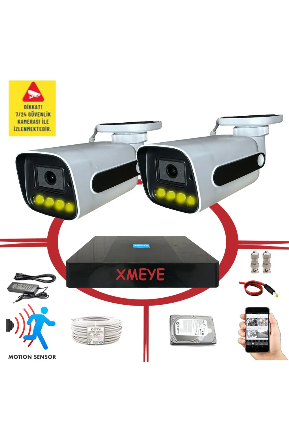 2 li Hareket Algılayan 5 MP Lens 4 Warm Led Gece Renkli Gösteren