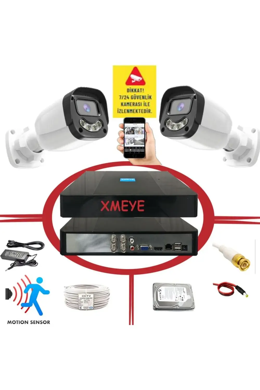 2 li Hareket Algılayan 5 MP Lens 4 Warm Led Gece Renkli Gösteren