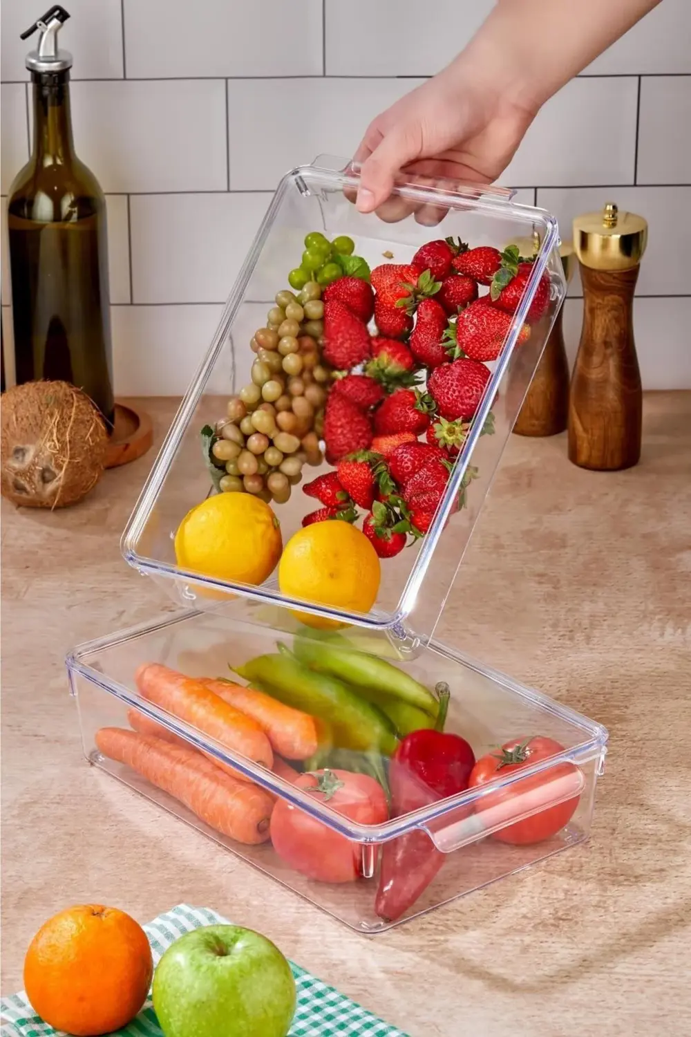 2 Li Kapaklı Buzdolabı Organizeri & Buzdolabı Düzenleyici 3 lt