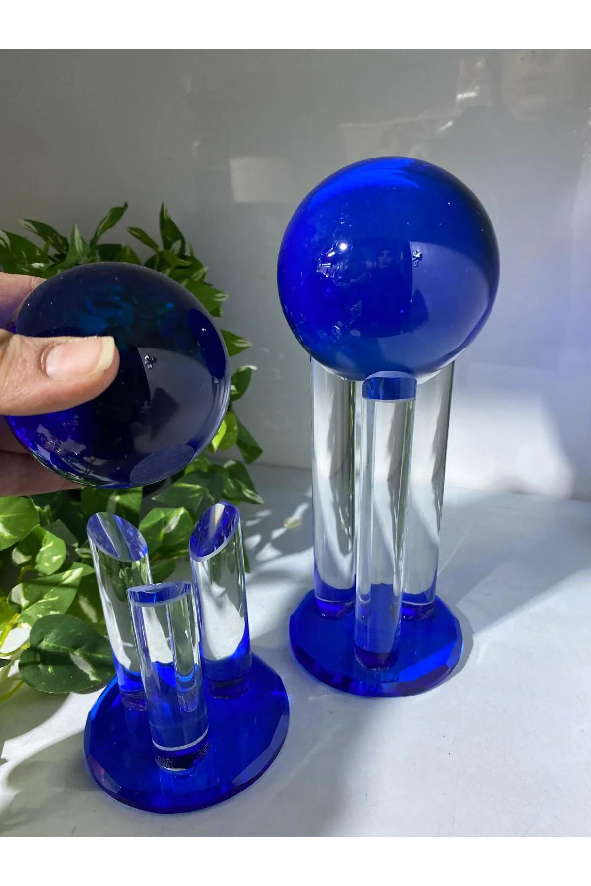2 Li Kristal Dekoratif Çubuklu Küre Mavi - Görsel 3