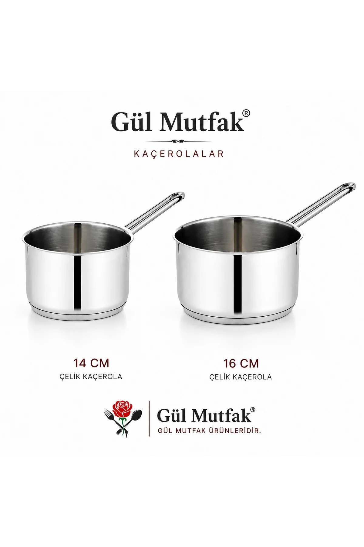 2 Li Paslanmaz Çelik Kaçerola Sosluk Sütlük Seti Tabanlı