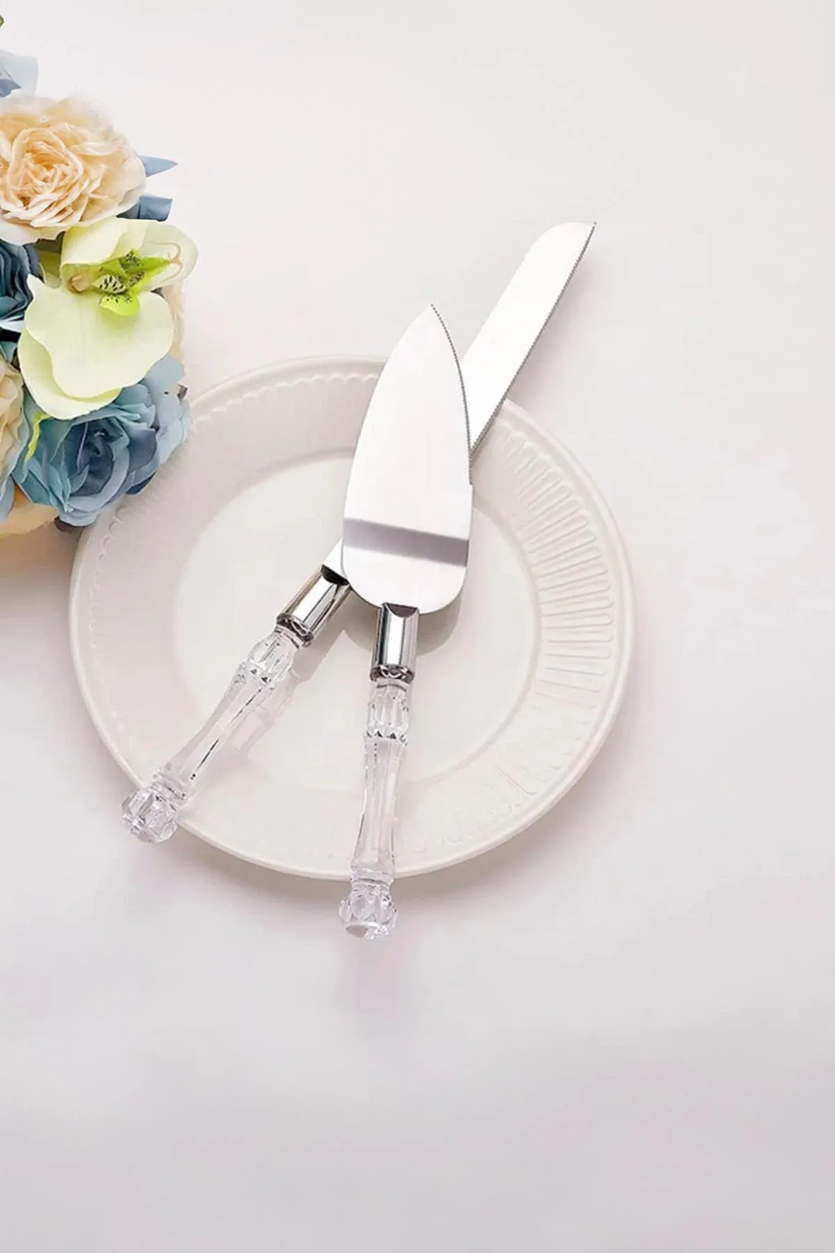 2 li Paslanmaz Çelik Pasta Servis Seti Spatula Bıçak Seti
