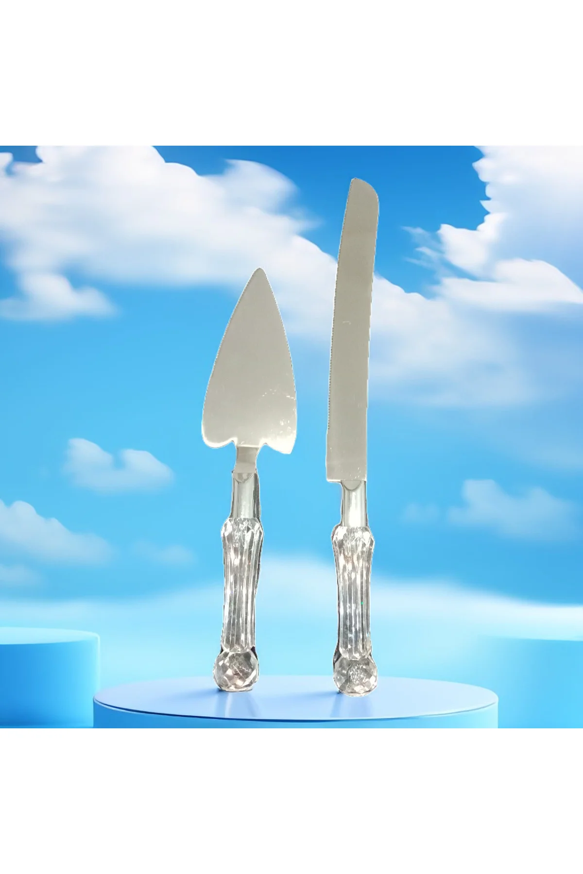 2 Li Pasta Servis Seti Nişan Düğün Doğum Günü Pasta Kesme Seti Kr