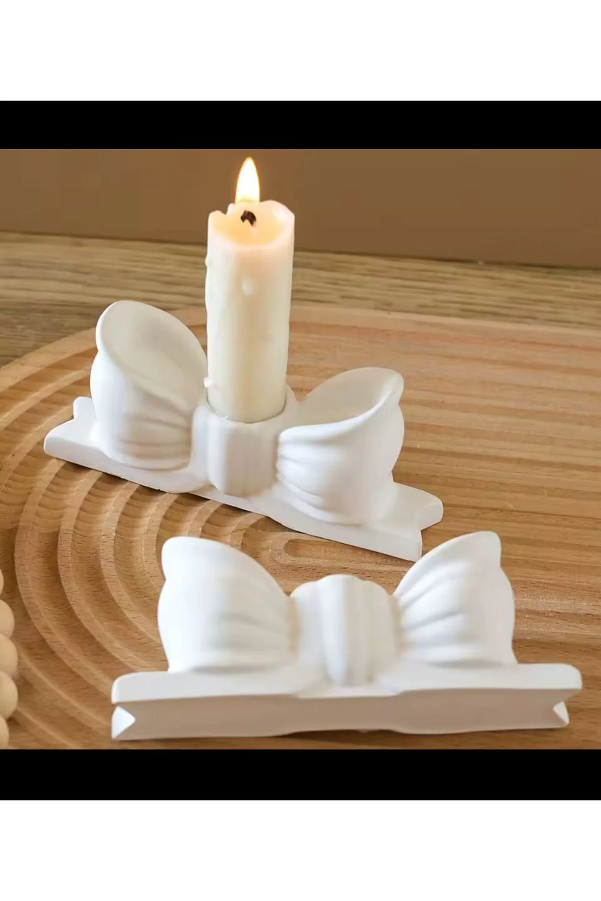 2 li pinterest kurdele fiyonk şamdan mumluk - Görsel 2
