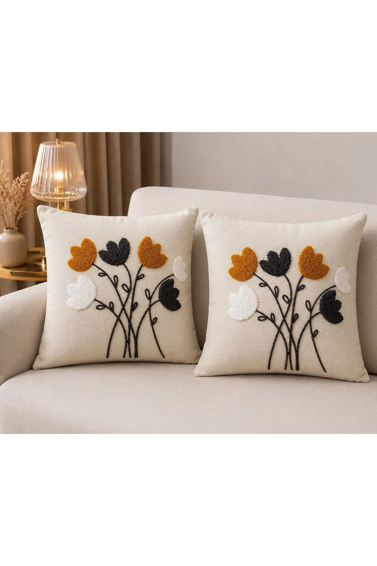 2 Li Punch İşleme Kırlent Kılıfı Fermuarlı 45x45 cm Fiyatı, Yorumları ve Özellikleri
