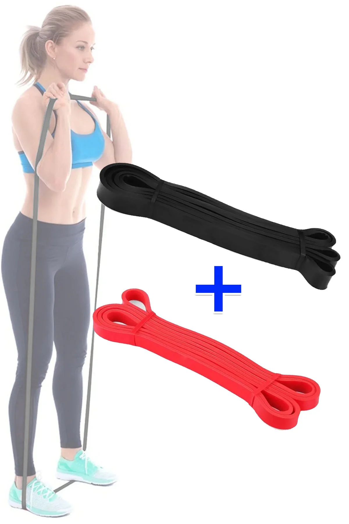 2 Li Resistance Powerband Seti Squat Pilates Lastiği Direnç Bandı