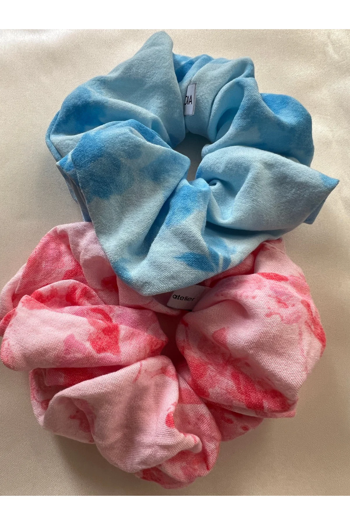 2 Li Rose Scrunchie Gül Set Pembe Mavi