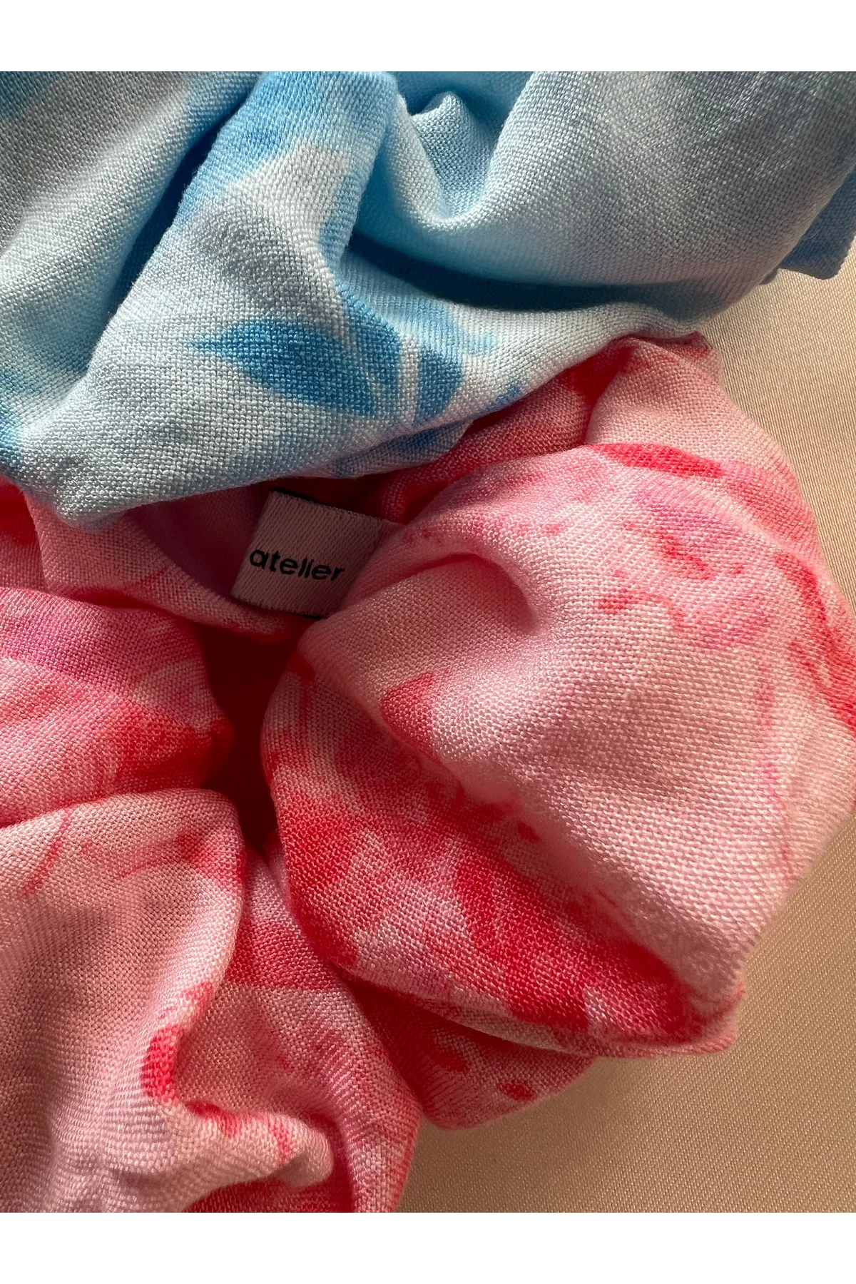 2 Li Rose Scrunchie Gül Set Pembe Mavi