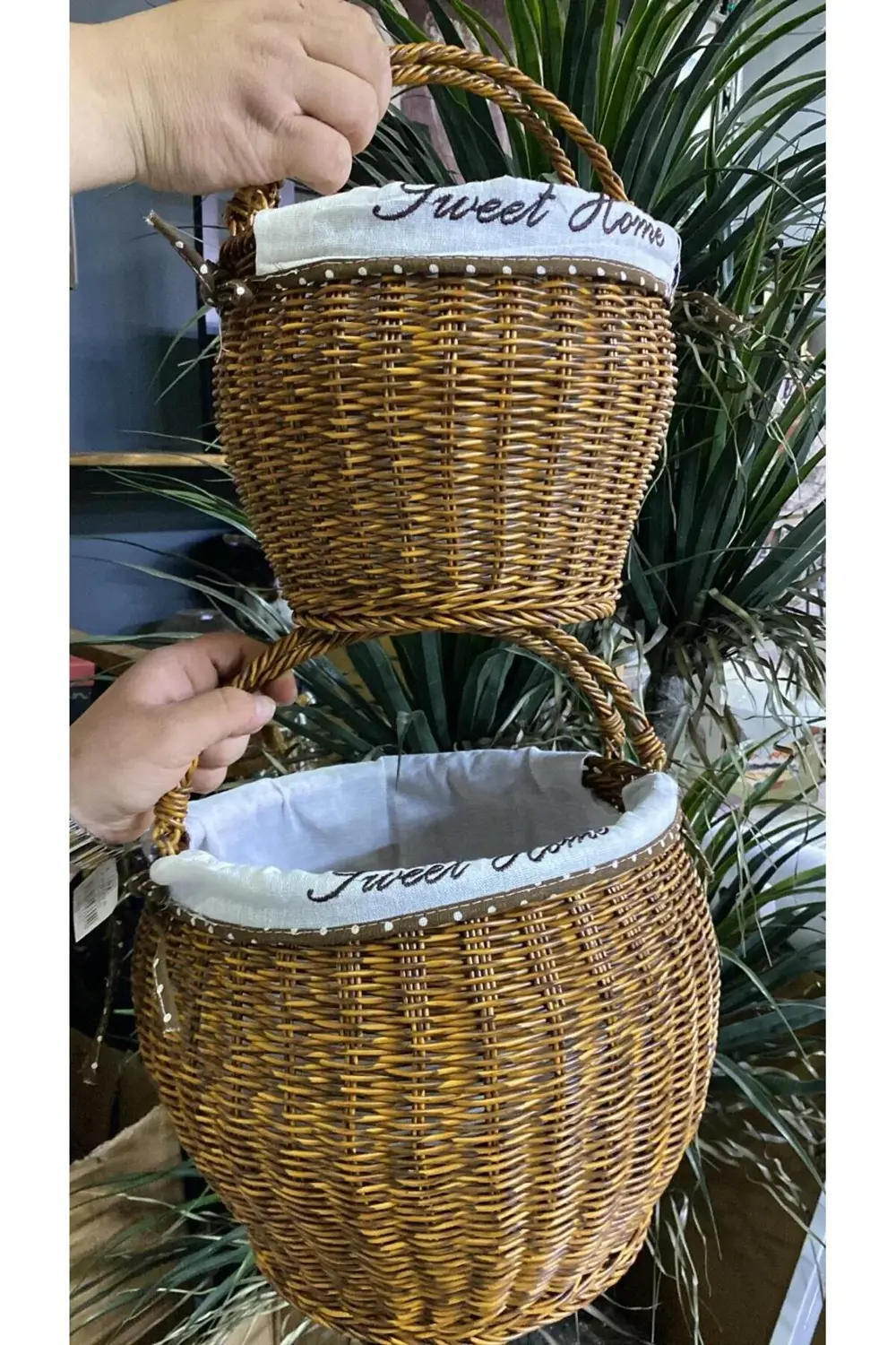 2 Li Sentetik Rattan Örme Sepet