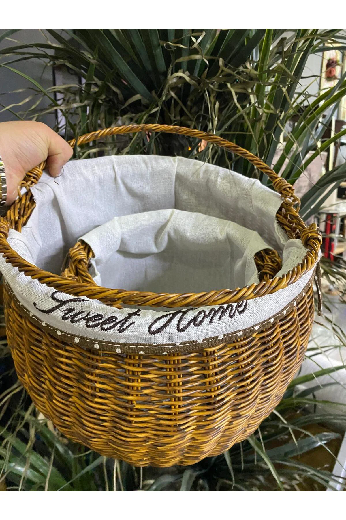 2 Li Sentetik Rattan Örme Sepet
