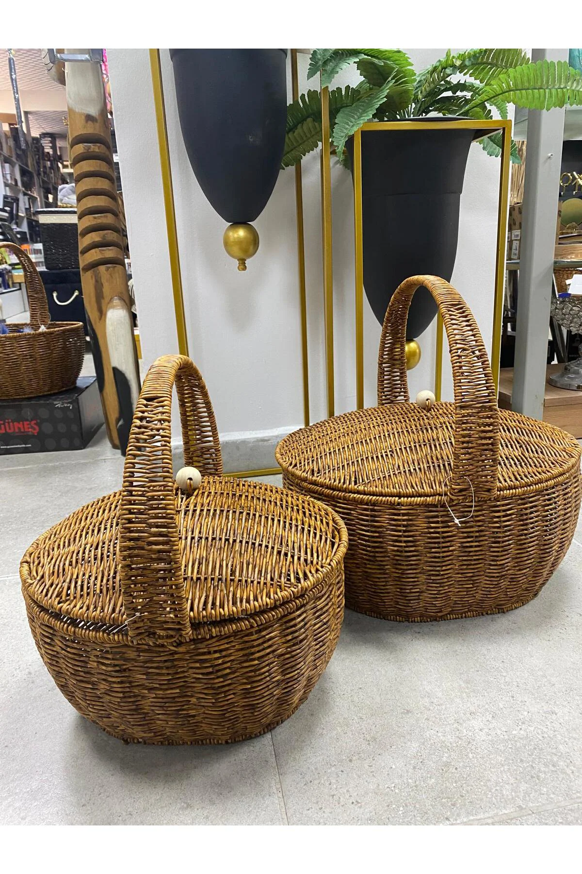 2 Li Sentetik Rattan Kapaklı Sepet